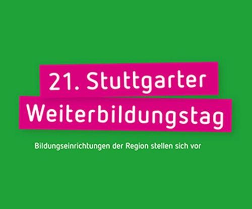 Grüner Hintergrund, darauf die Textzeile: 21. Stuttgarter Weiterbildungstag