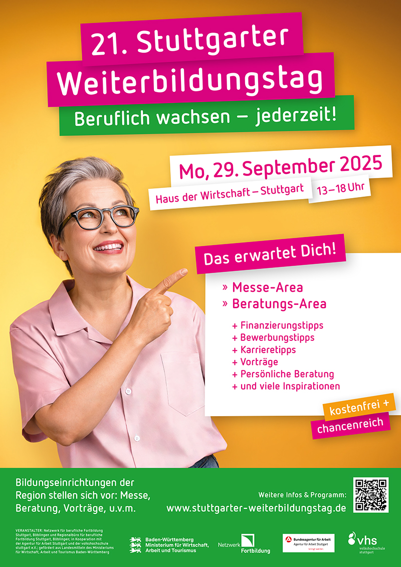 Grüner Hintergrund, darauf die Textzeile: 21. Stuttgarter Weiterbildungstag
