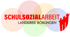 Logo der Schulsozialarbeit, farbie Kreise und Schriftzug