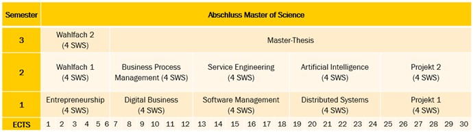 Modulübersicht des Studiengang Digital Business Engineering (Master)