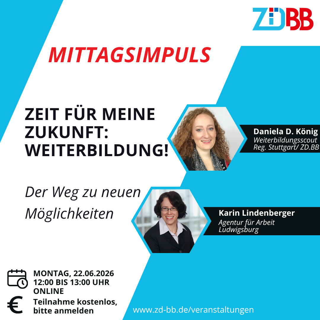 Flyer des Mittagsimpuls, Bilder der Referentinnen und Textinformationen